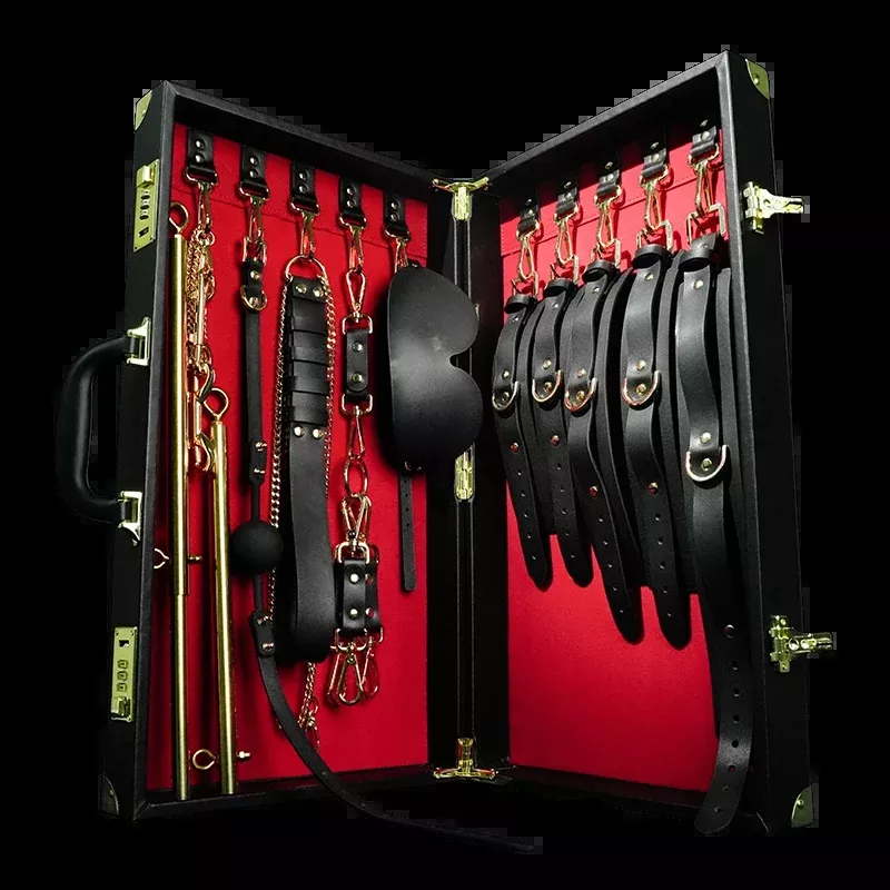 Black Leather Executive Case Bondage Set by Fetish Pleasure Play