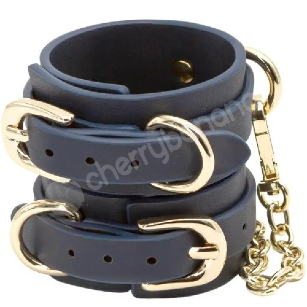 Bondage Couture Blue & Gold Luxurious Adjustable Wrist Cuffs Restraints