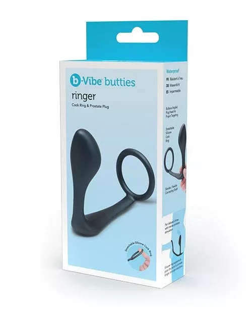 BVibe Butties Ringer Cock Ring & Prostate Plug in Black