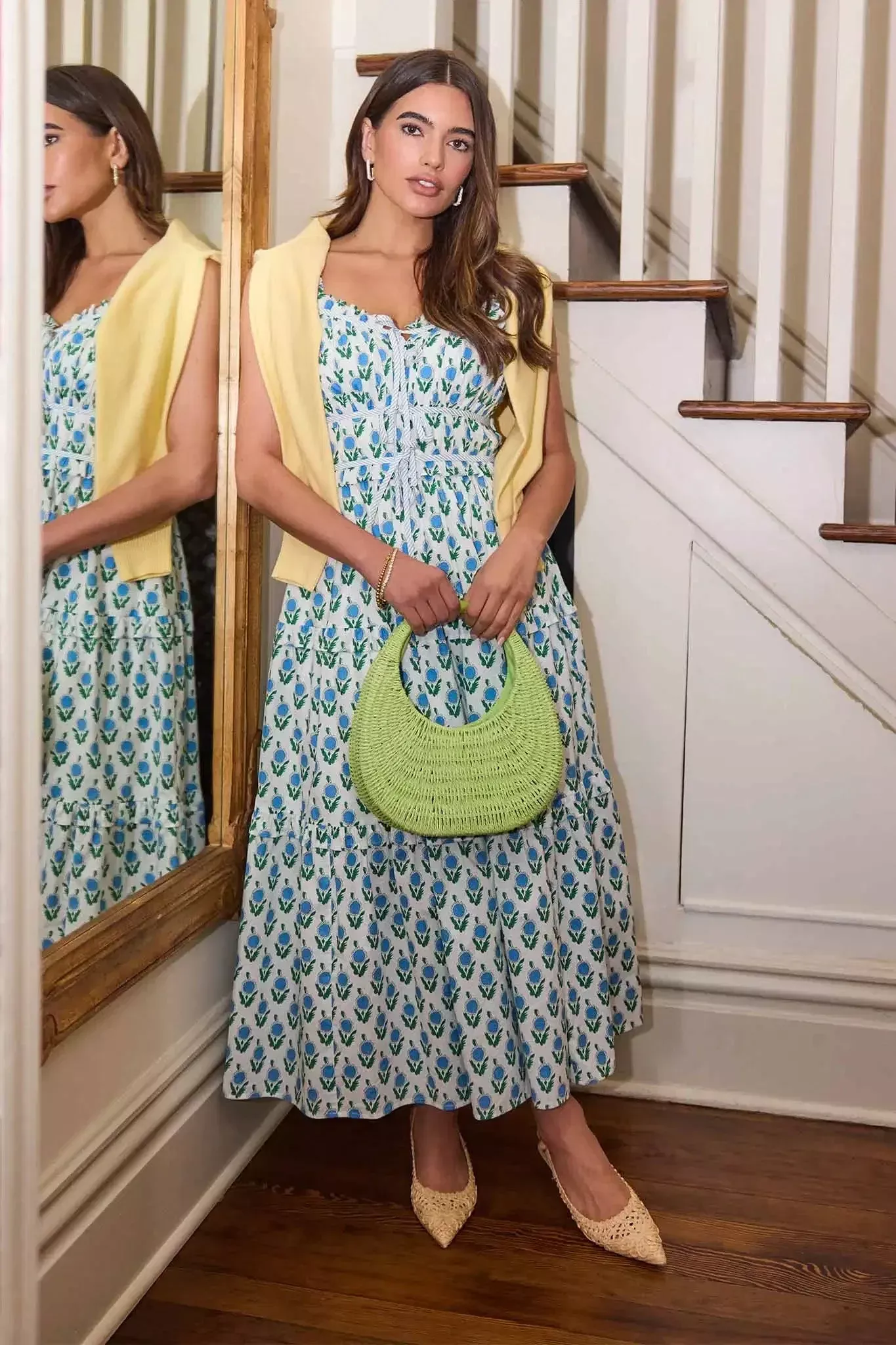 Camilla Blue Floral Print Midi Dress