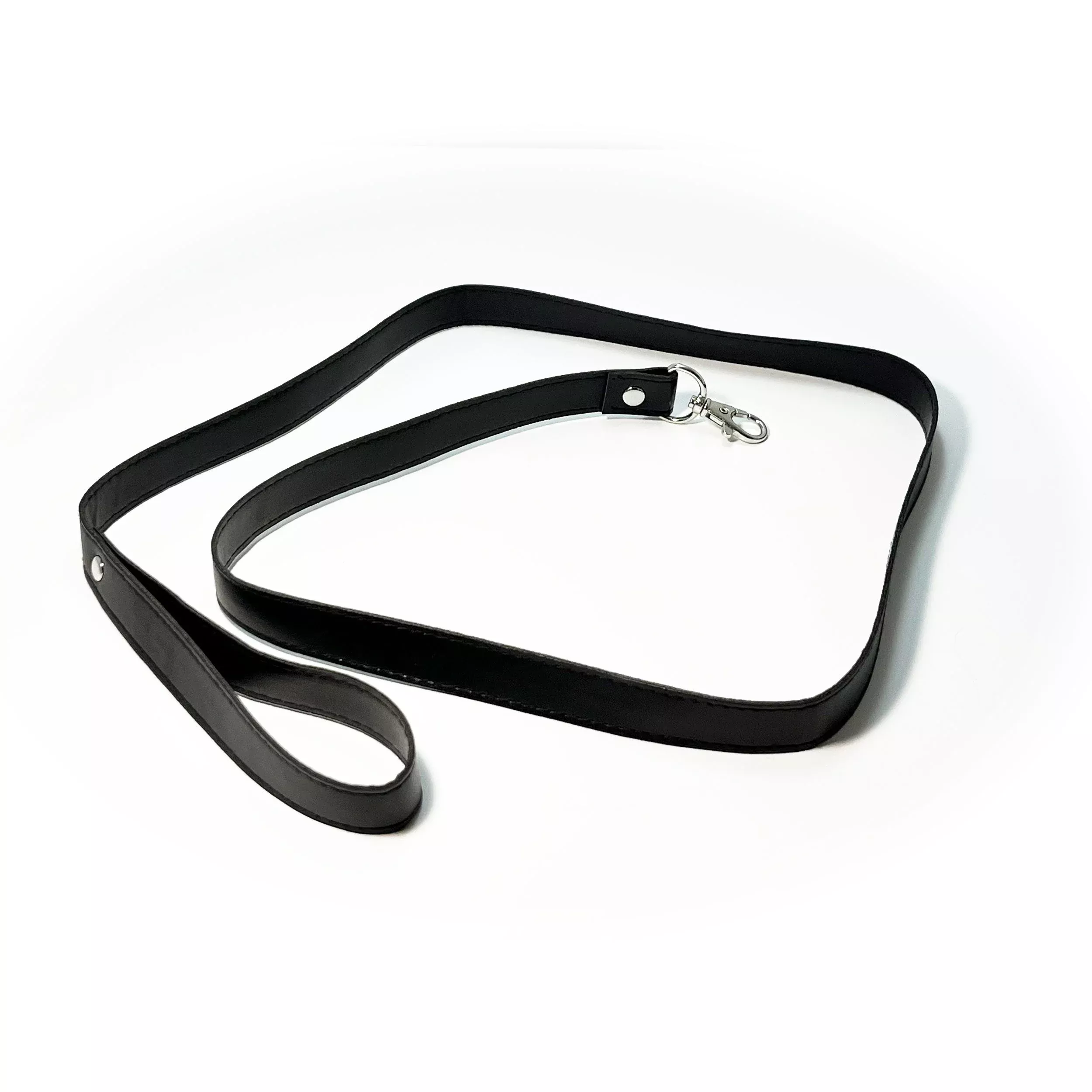 Faux Leather Leash with Wrist Strap by Fetish Pleasure Play in Black – 44.5″