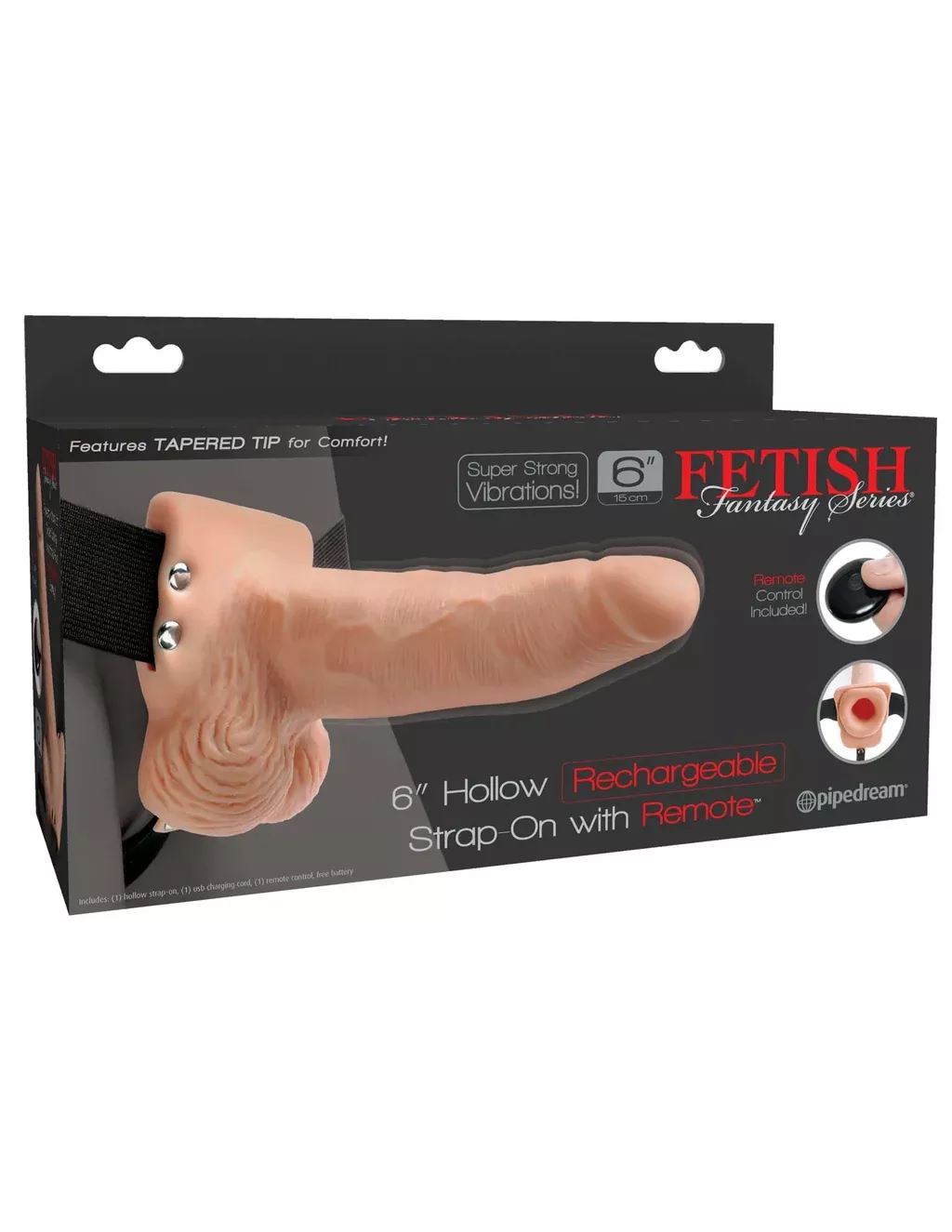 Fetish Fantasy 6″ Hollow Rechargeable Strap-On with Remote Control – Flesh Beige