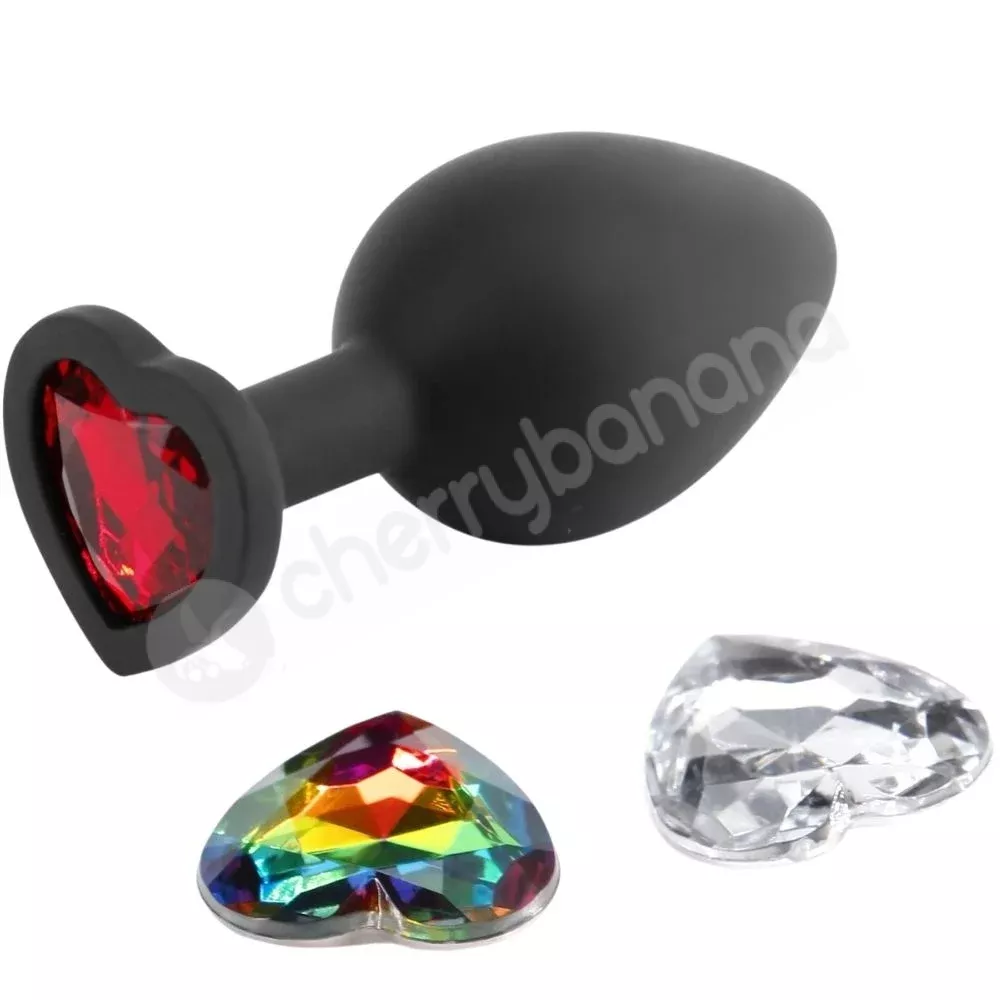 Glams Xchange Heart Medium 2.8″ Butt Plug With 3 Swappable Gems