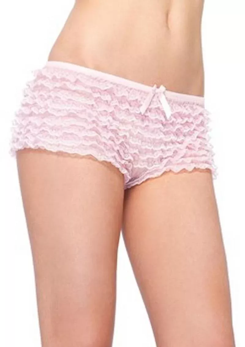 Leg Avenue Micromesh Lace Ruffle Tanga Short – OS – Pink