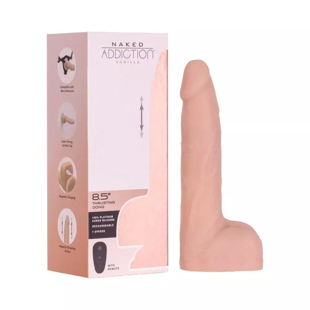 Naked Addiction 8.5″ Thrusting Dildo Remote Vanilla, BMS