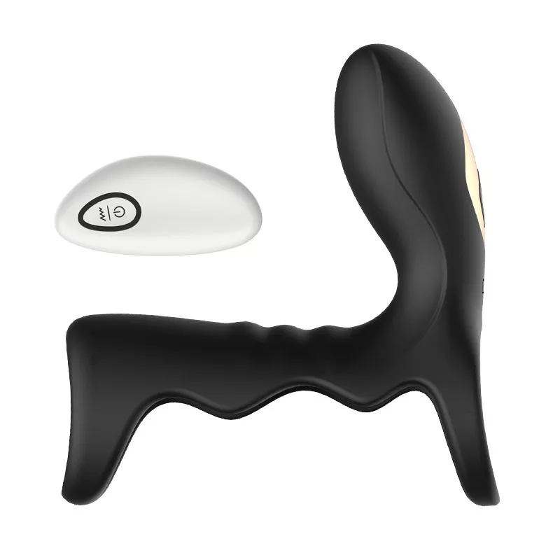 OMYSKY Double Penis Ring Vibrator with 10 Vibration Modes for Couples