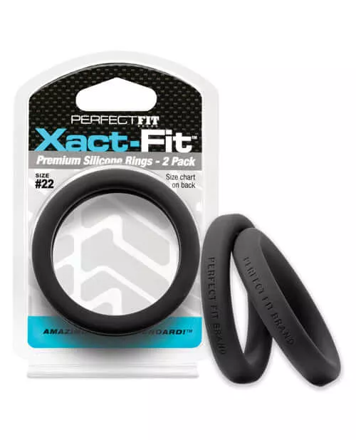 Perfect Fit Xact Fit No 22 Black Cock Rings 2 Pack