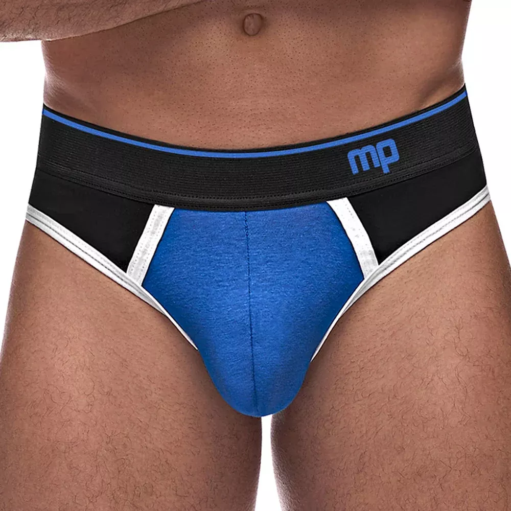 Retro Sport Panel Men’s Thong, Blue