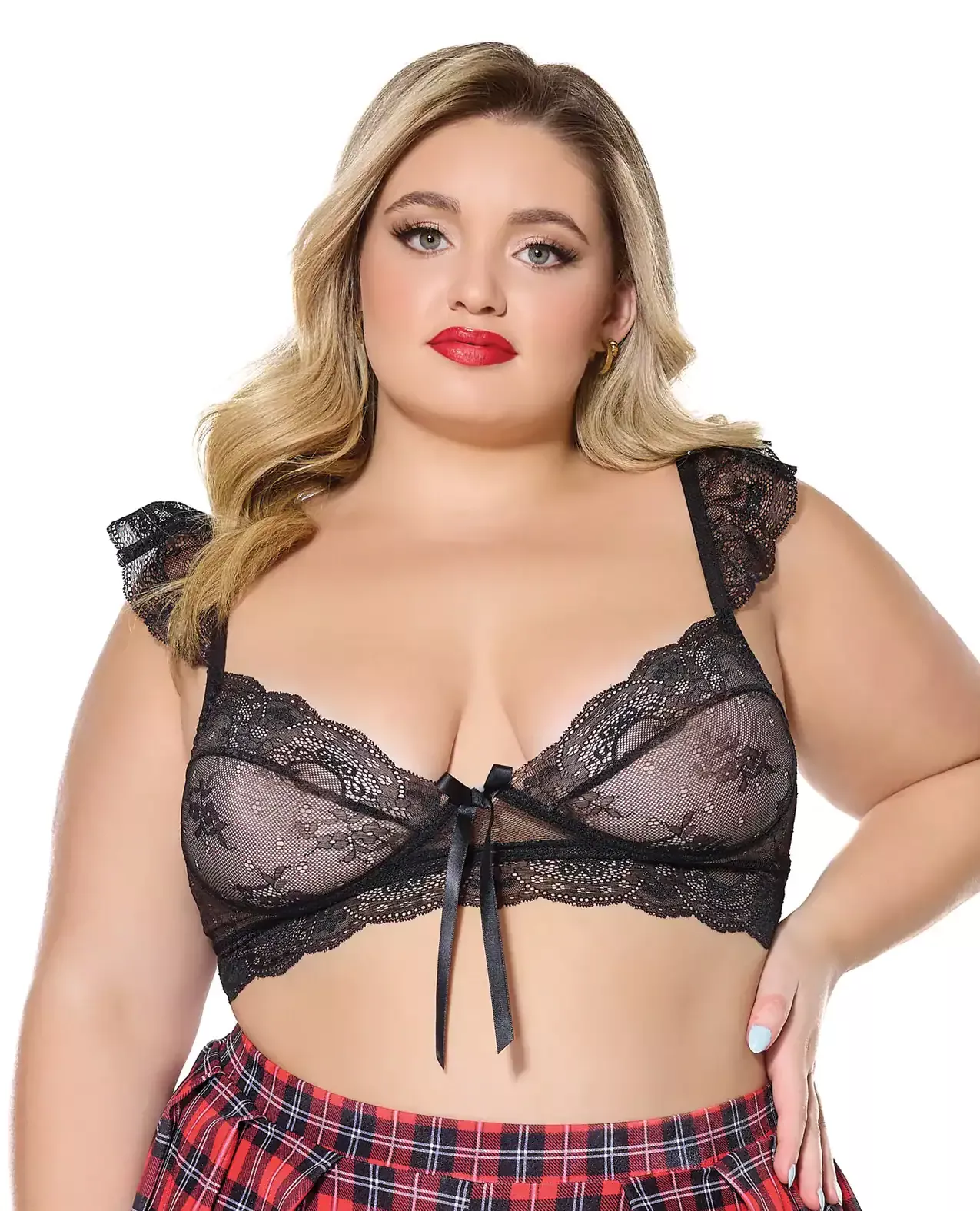 Scallop Stretch Lace Soft Cup Bralette – Black QN