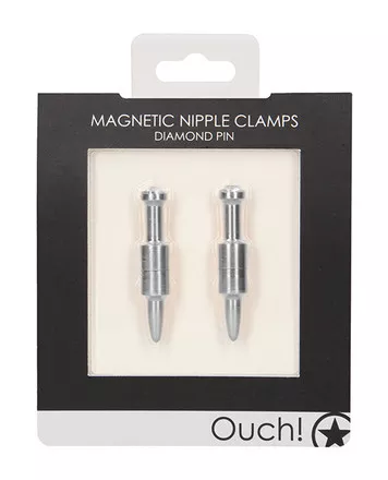 Shots Ouch Pin Magnetic Nipple Clamps – Silver