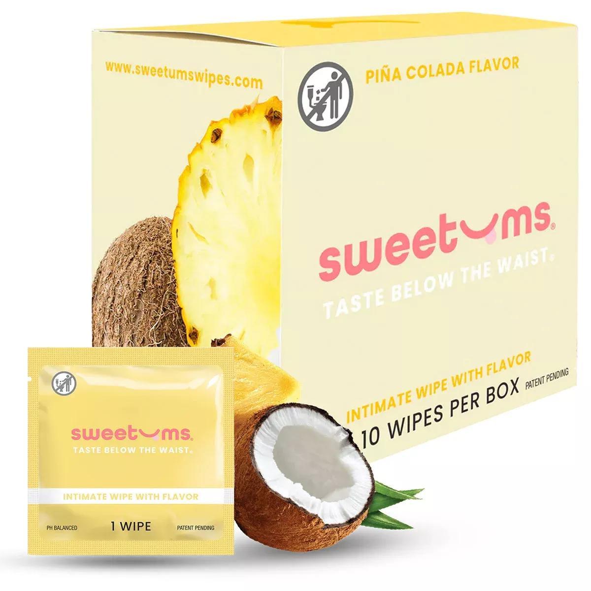 Sweetums Intimate Wipes Pina Colada Flavor – 10 ct