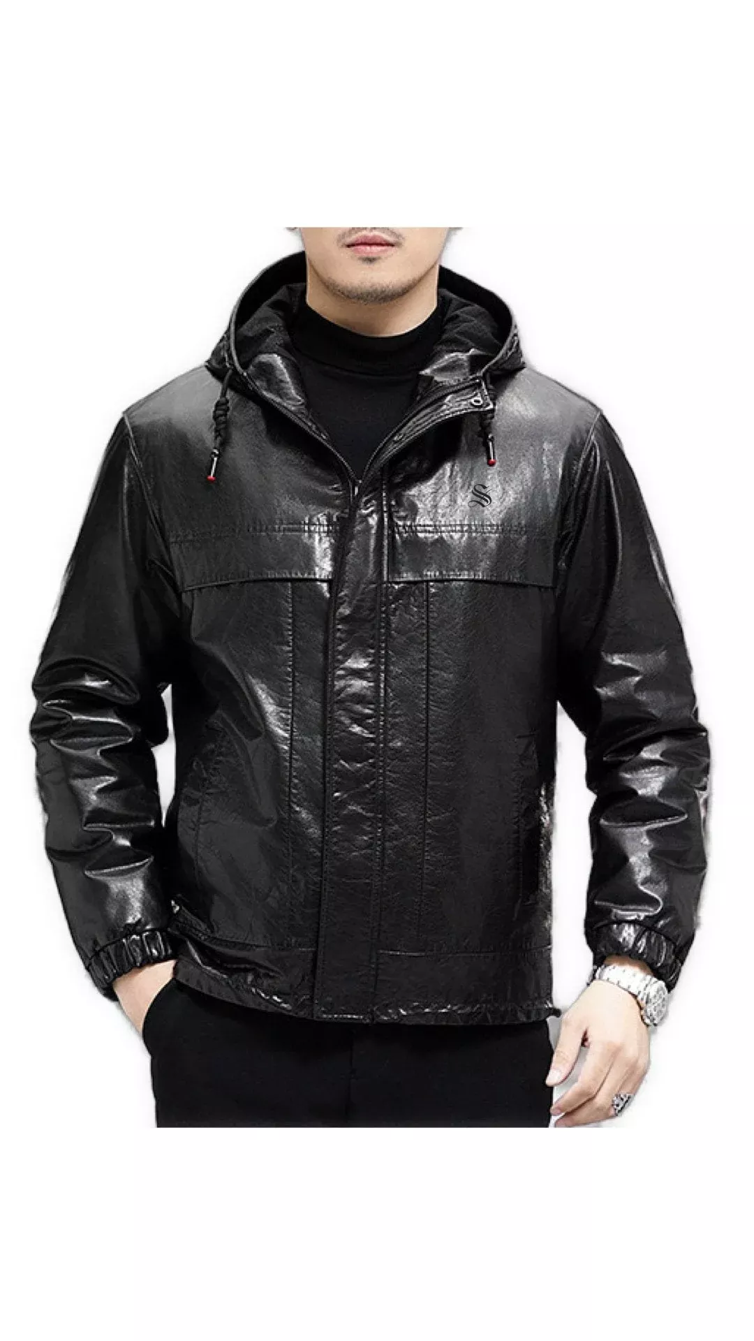 Vamp – Pu Leather Hoodie for Men